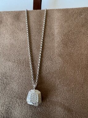 Elle Sterling Silver Pavé Geometric Pendant Necklace